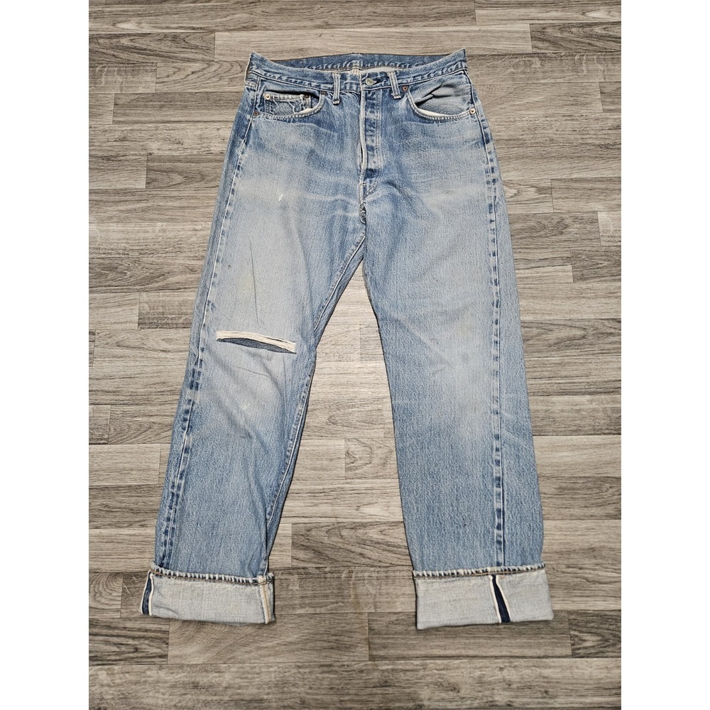 Vintage 80s Levi's 501 Button Fly Selvedge Redline Blue Jeans 33X32 USA Made